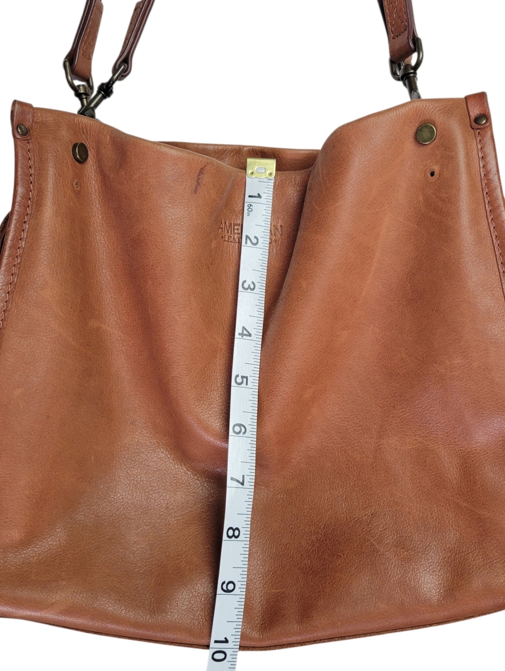 American Leather Co | Cognac Brown Real Leather Shoulder Bag - Picture 10 of 15